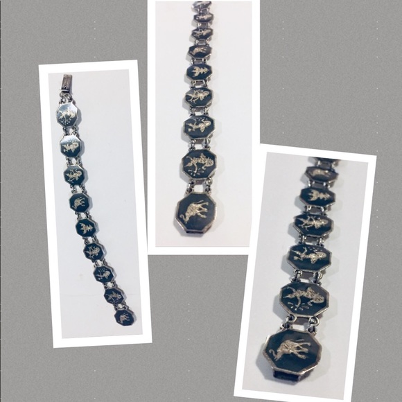 Vintage Siam Silver Bracelet Elephants Dancers - Picture 4 of 8